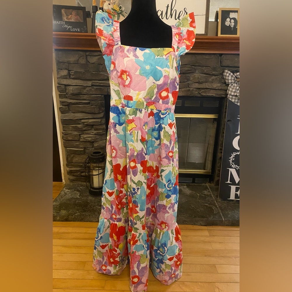 London Times Floral Sleeveless Maxi Dress Plus Size - Picture 2 of 8